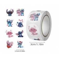 Rollo De 500 Stickers Lilo & Stitch Premios Kawaii Pegatinas